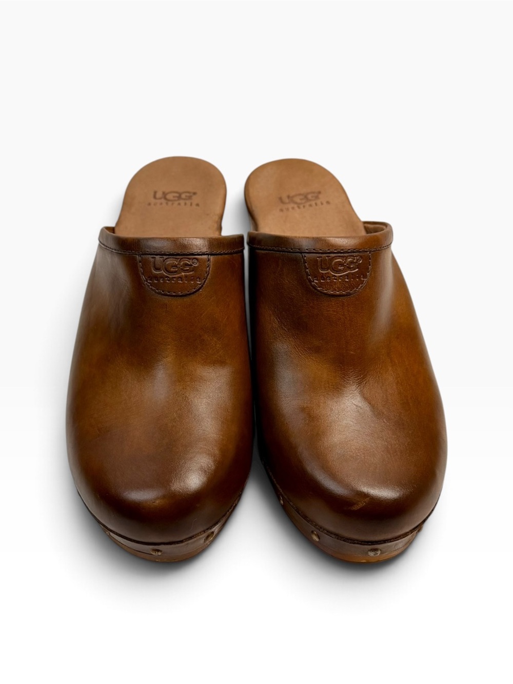 ๐ UGG Sin 1951 Leather Wooden Clogs โ Brown, Size 7 - Picture 8 of 10